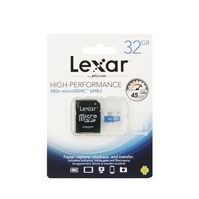 Lexar Carte Micro SD 32 Go, Carte Mémoire microSDHC + Adaptateur